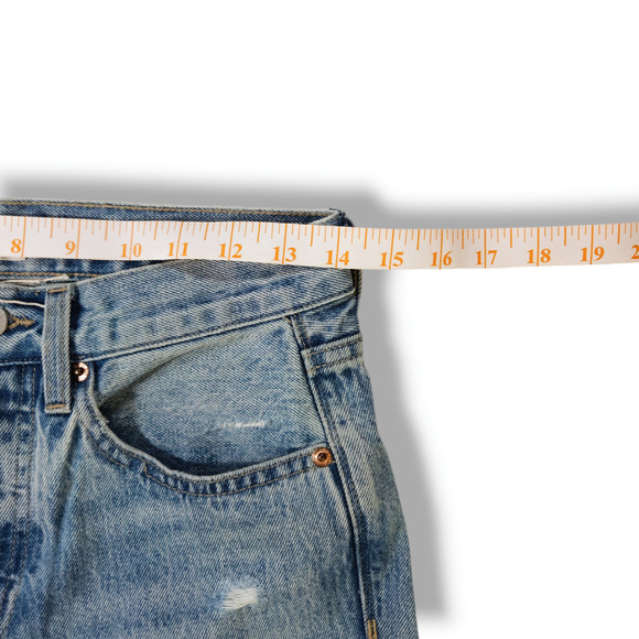 NWOT Pistola High-Rise Distressed Button Fly Straight Denim Jeans Sz. 26x28 Blue - Picture 6 of 10